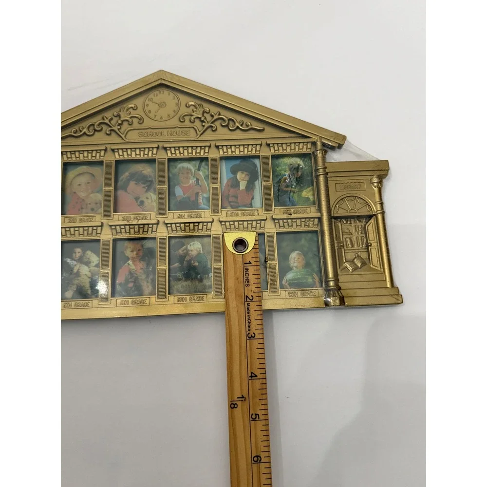 Vintage Gold Schoolhouse Plasti K-12 School Years Multi Photo Collage Frame New